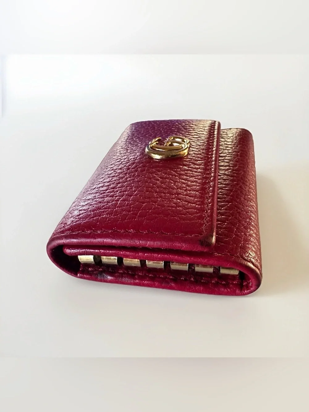 Gucci GG Marmont Leather 6 Key Case Holder 456118 Red GHW used R2149